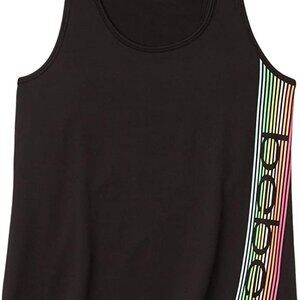 Bebe LOT Sport Black Rainbow Stripe Logo TANK TOP 1X 16 Wood Hanger + H2O Bottle